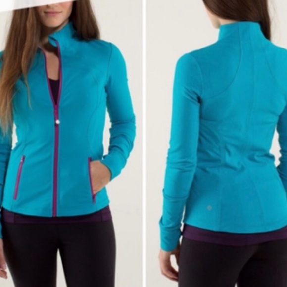 Lululemon Forme Brushed Blue Pink Full Zip Up Jacket Size 8 - Picture 2 of 9